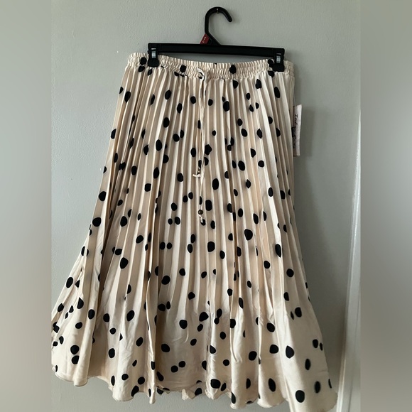 Indigo Blue Dresses & Skirts - Indigo Cream and Black Polka Dot A-Line Skirt